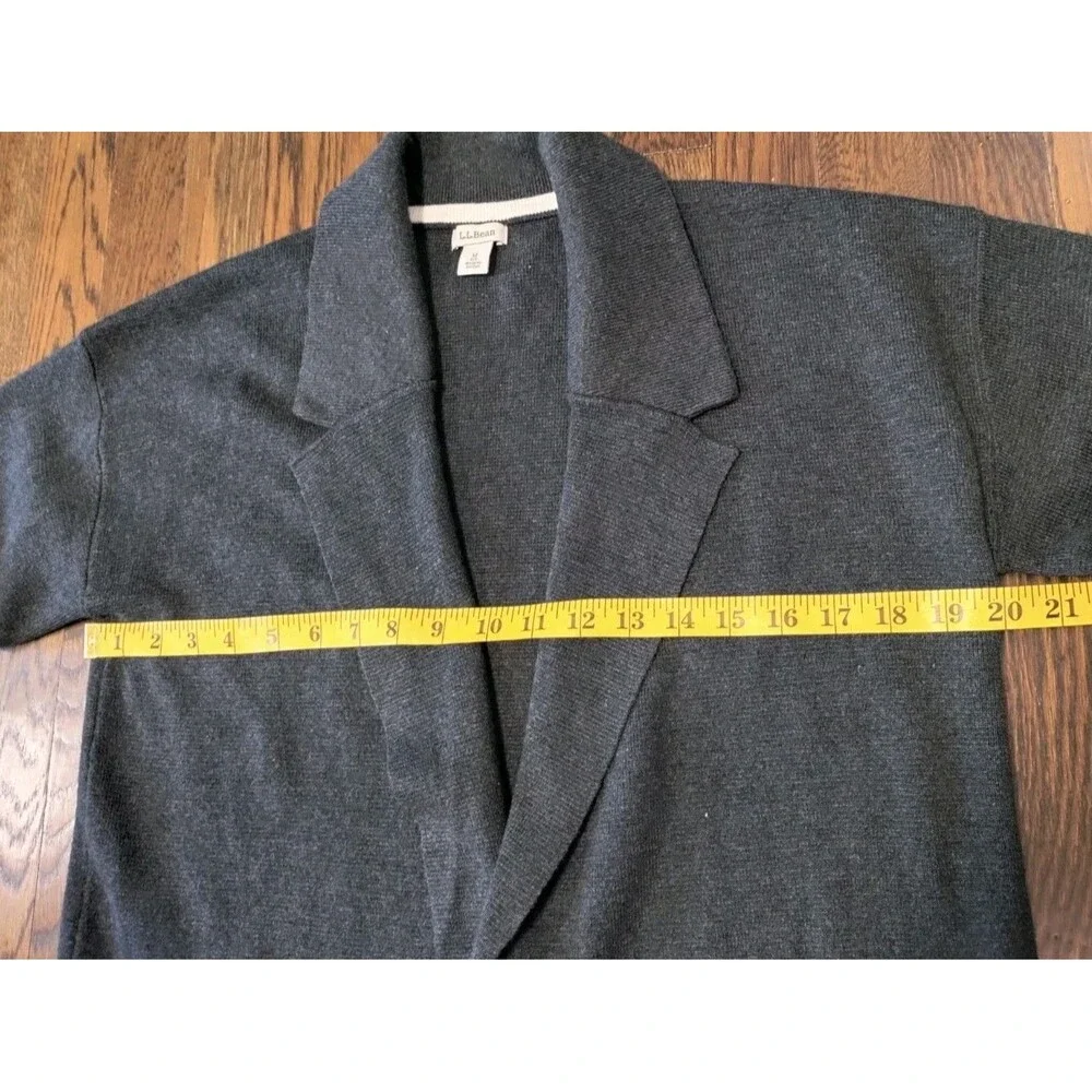 L.L. Bean Cardigan Sweater Women's M Gray Long Open Front Cotton Cashmere EUC
